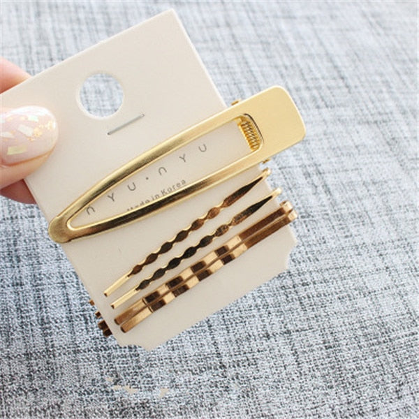 Minimalist Metal Geometric Gold Hairpins