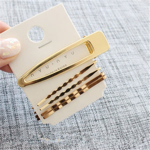 Minimalist Metal Geometric Gold Hairpins