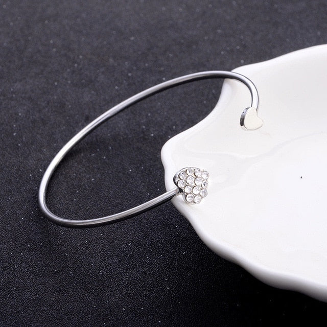 Double Heart Bow Cuff Bracelet