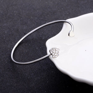 Double Heart Bow Cuff Bracelet