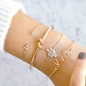 3 Pcs/set Double Knot Loop Metal Chain Bracelet