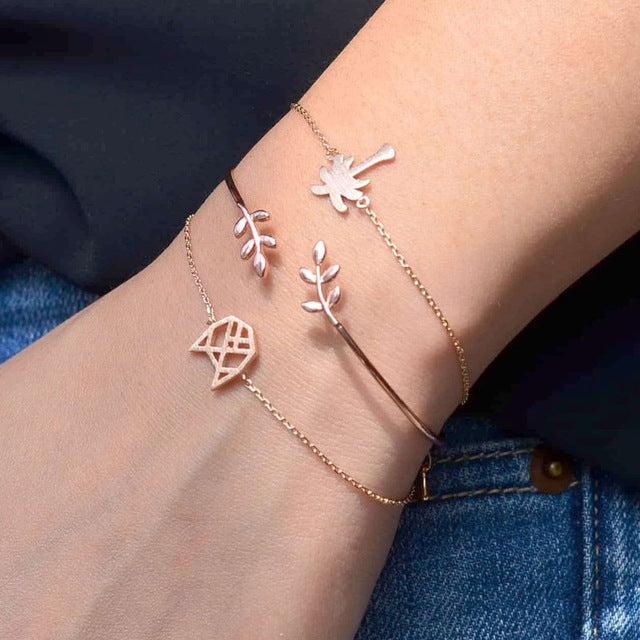 3 Pcs/set Double Knot Loop Metal Chain Bracelet