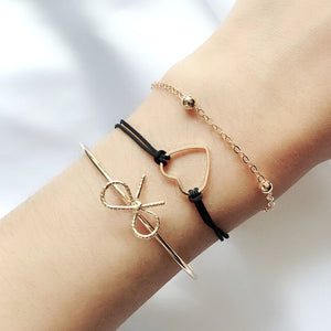 3 Pcs/set Double Knot Loop Metal Chain Bracelet