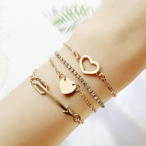 3 Pcs/set Double Knot Loop Metal Chain Bracelet