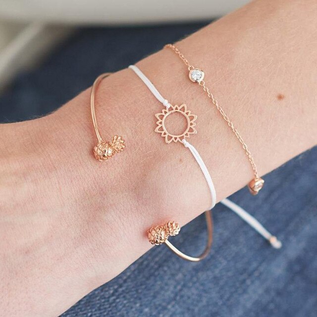 3 Pcs/set Double Knot Loop Metal Chain Bracelet