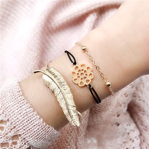 3 Pcs/set Double Knot Loop Metal Chain Bracelet