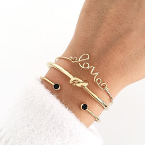 3 Pcs/set Double Knot Loop Metal Chain Bracelet