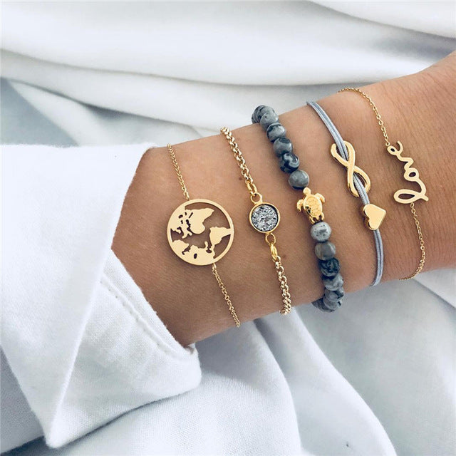 3 Pcs/set Double Knot Loop Metal Chain Bracelet