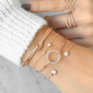 4 Pcs/ Set Classic Arrow Knot Round Crystal Bracelet
