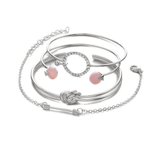 4 Pcs/ Set Classic Arrow Knot Round Crystal Bracelet