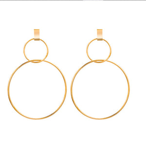 Two Circle Gold Drop Earrings