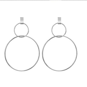 Two Circle Gold Drop Earrings